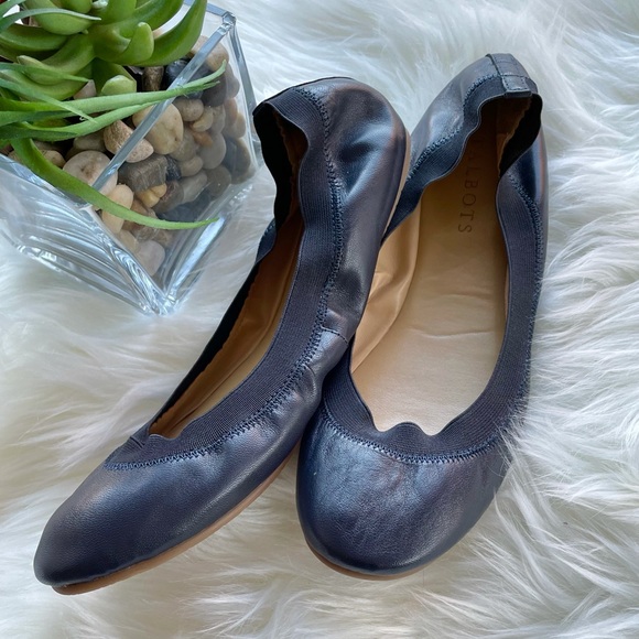 Talbots Shoes - Talbots Navy Scrunch Ballet Flats